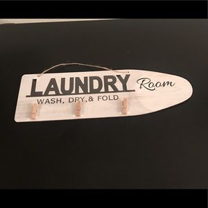 Laundry Room Decor Wall Plaque Iron Board 3 Clips